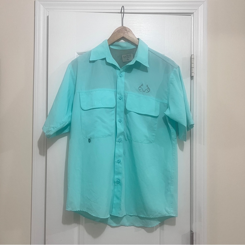 Mens Realtree Fishing Breathable Button Down‎ Short Sleeve Shirt -sz S